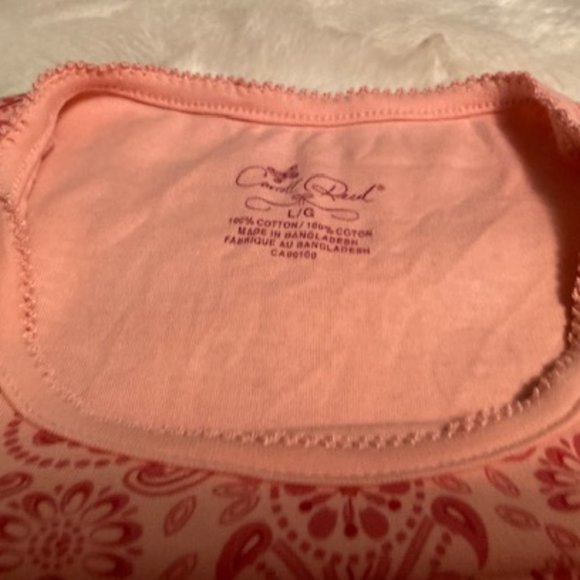 Carroll Reed Peachy-Orange Print T-shirt Ladies Size Large - Picture 2 of 7